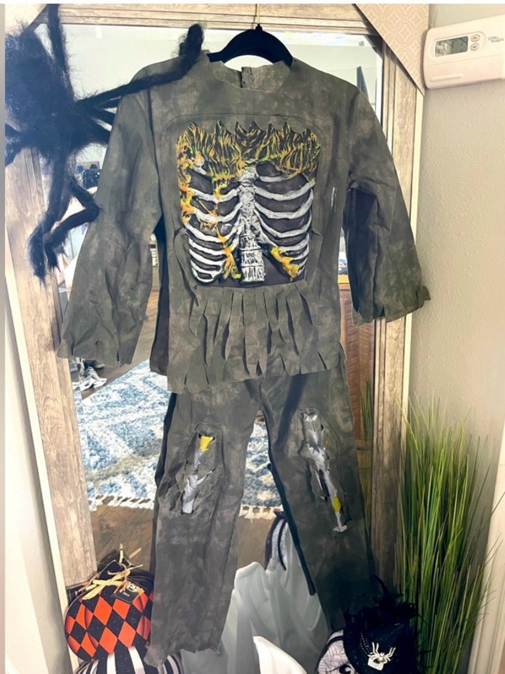 Kids Haunted Skeleton Costume in Gray with Yellow Accents